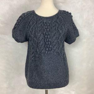 Thomas Sires Gray Chunky Alpaca Blend Short Sleeve Sweater L